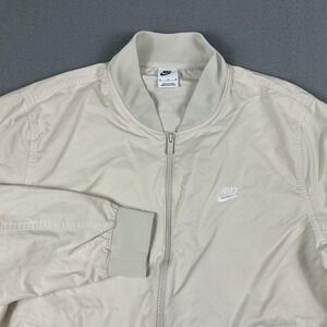 Nike Jacket Mens Extra Large Beige Cotton Nylon Bomber Full Zip Lightweight